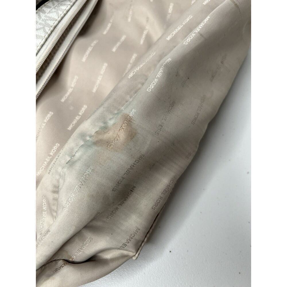 Michael Kors Jet Set Travel Logo Tote White Brown - Picture 15 of 16